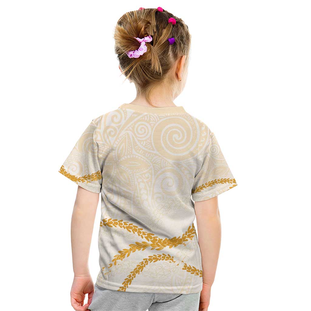 Aloha Lei Mikioi Kid T Shirt Gold Polynesian Tribal Tatau Pattern