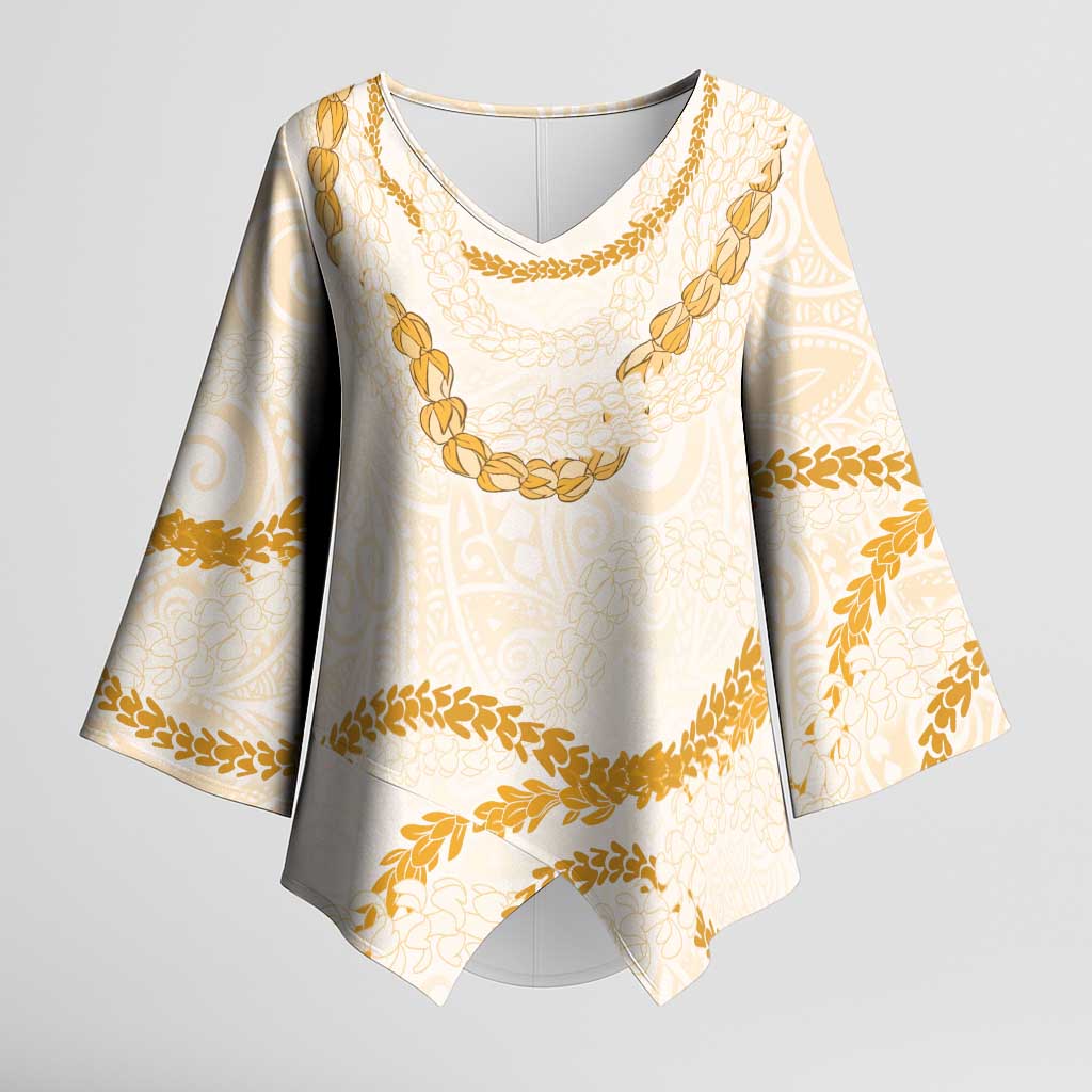 Aloha Lei Mikioi Kimono Sleeve Blouse Gold Polynesian Tribal Tatau Pattern - Polynesian Pride