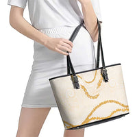 Aloha Lei Mikioi Leather Tote Bag Gold Polynesian Tribal Tatau Pattern LT9 - Polynesian Pride