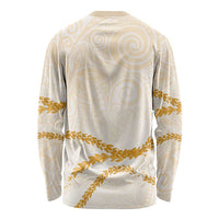 Aloha Lei Mikioi Long Sleeve Shirt Gold Polynesian Tribal Tatau Pattern