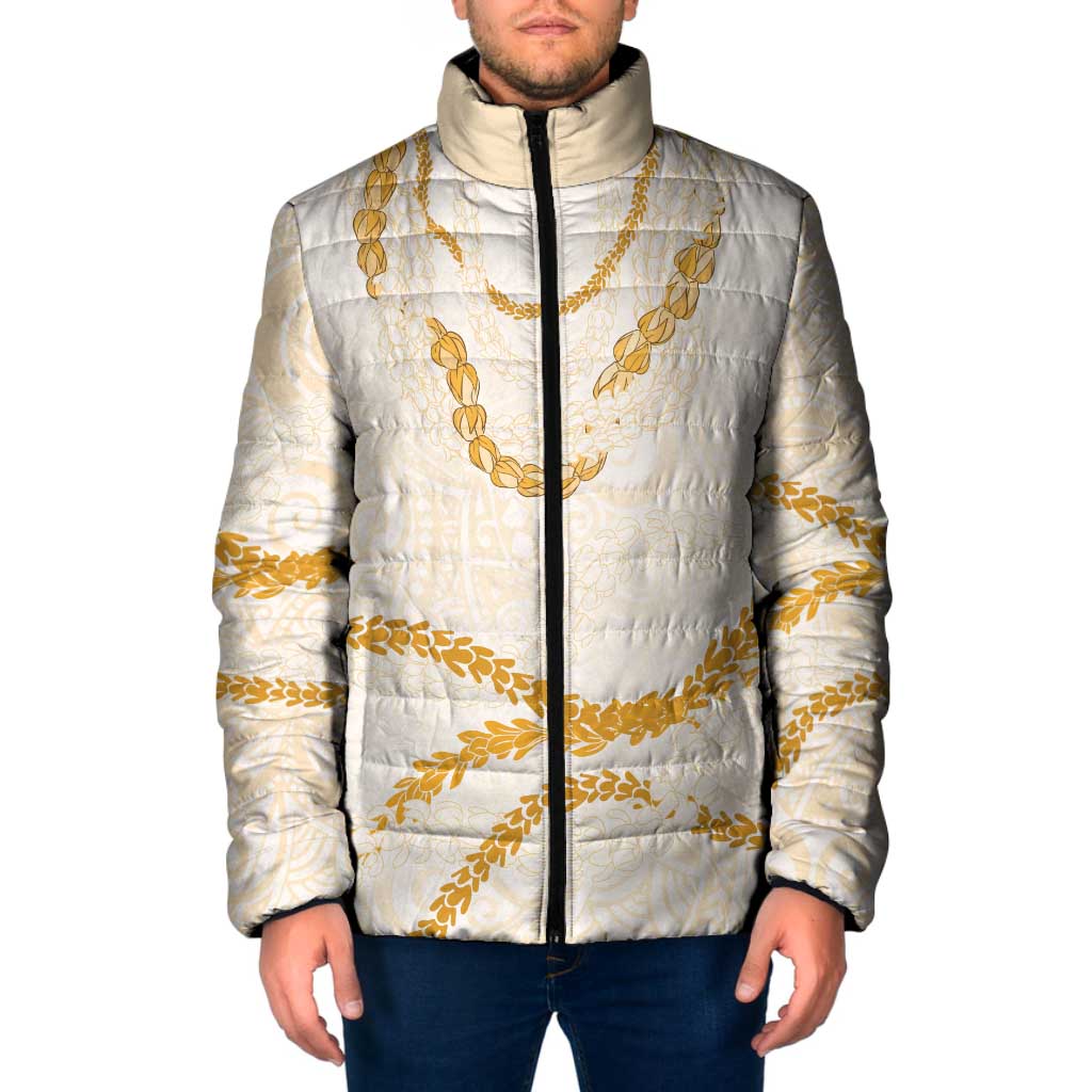 Aloha Lei Mikioi Padded Jacket Gold Polynesian Tribal Tatau Pattern LT9 Men Gold - Polynesian Pride