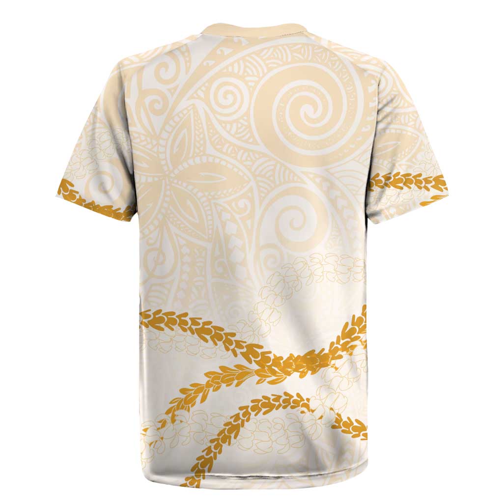 Aloha Lei Mikioi Rugby Jersey Gold Polynesian Tribal Tatau Pattern LT9 - Polynesian Pride