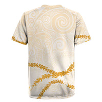 Aloha Lei Mikioi Rugby Jersey Gold Polynesian Tribal Tatau Pattern LT9 - Polynesian Pride
