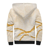 Aloha Lei Mikioi Sherpa Hoodie Gold Polynesian Tribal Tatau Pattern
