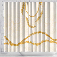 Aloha Lei Mikioi Shower Curtain Gold Polynesian Tribal Tatau Pattern