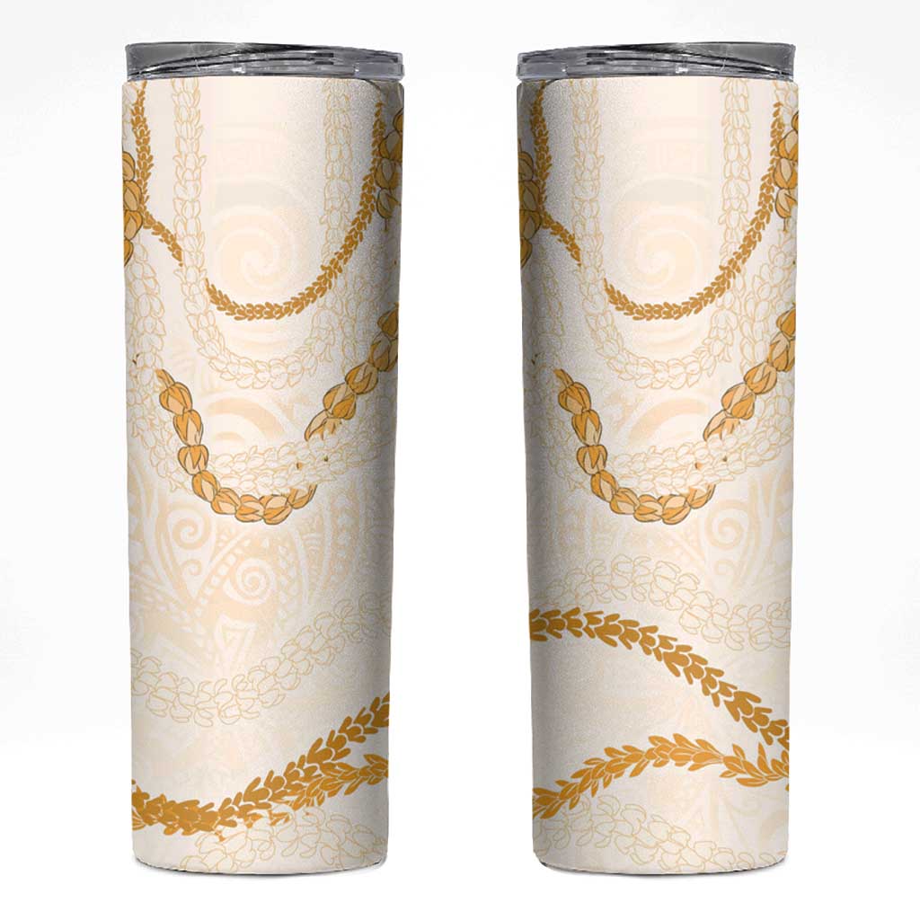 Aloha Lei Mikioi Skinny Tumbler Gold Polynesian Tribal Tatau Pattern LT9 Gold - Polynesian Pride