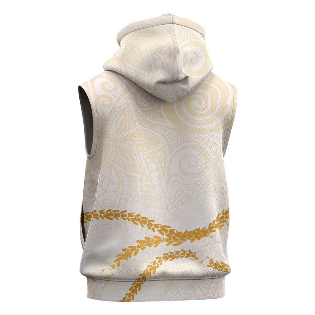 Aloha Lei Mikioi Sleeveless Hoodie Gold Polynesian Tribal Tatau Pattern LT9 - Polynesian Pride