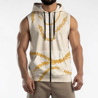 Aloha Lei Mikioi Sleeveless Zip Hoodie Gold Polynesian Tribal Tatau Pattern LT9 - Polynesian Pride
