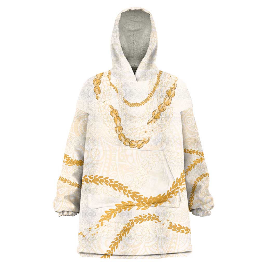 Aloha Lei Mikioi Wearable Blanket Hoodie Gold Polynesian Tribal Tatau Pattern