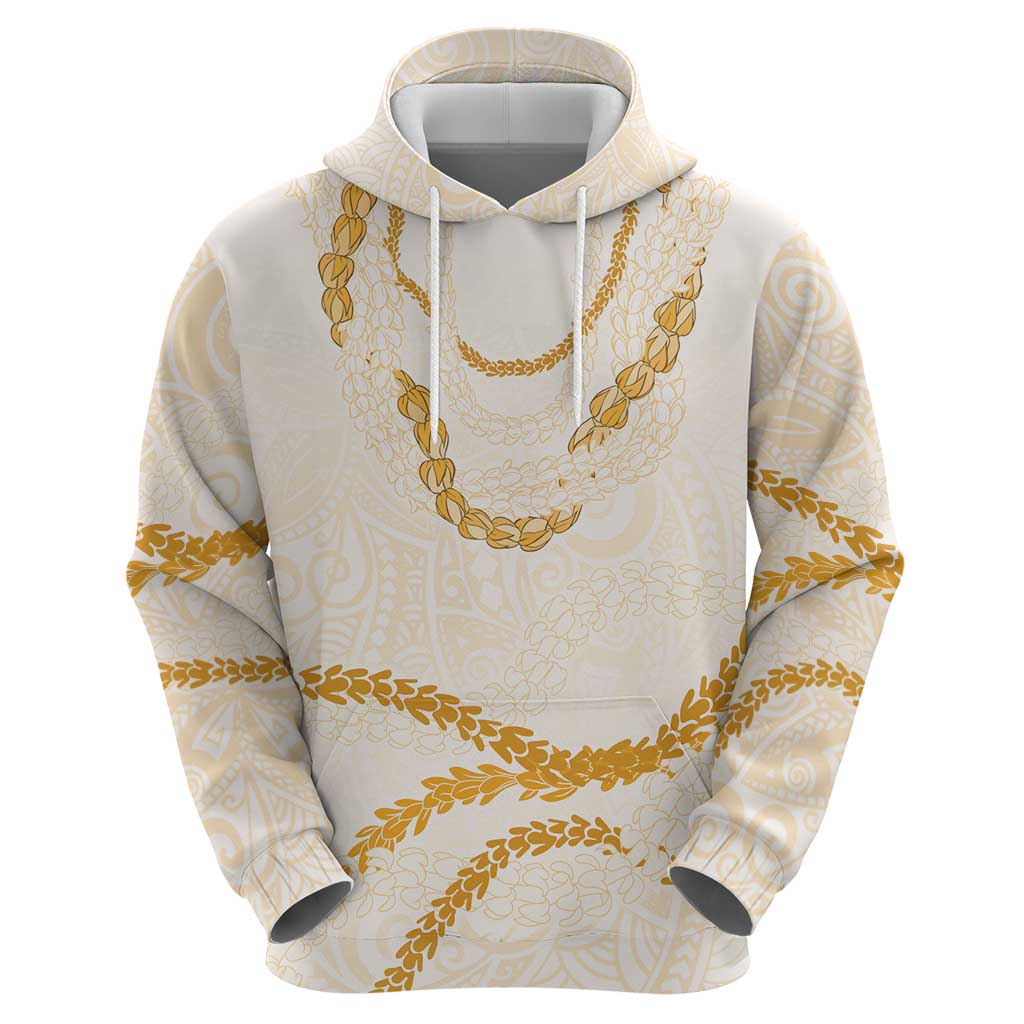 Aloha Lei Mikioi Zip Hoodie Gold Polynesian Tribal Tatau Pattern