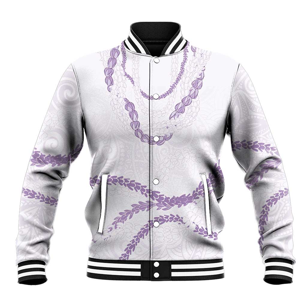Aloha Lei Mikioi Baseball Jacket Purple Polynesian Tribal Tatau Pattern