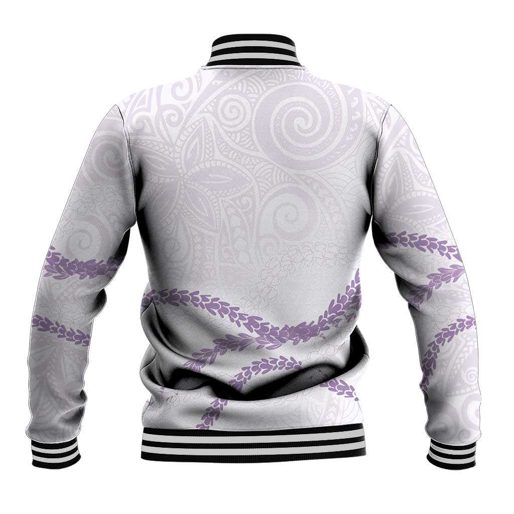 Aloha Lei Mikioi Baseball Jacket Purple Polynesian Tribal Tatau Pattern