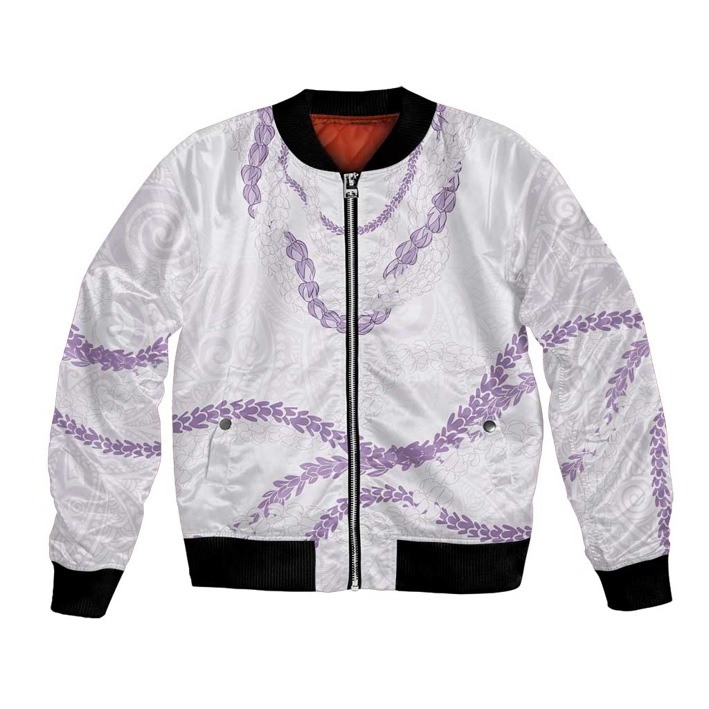 Aloha Lei Mikioi Bomber Jacket Purple Polynesian Tribal Tatau Pattern LT9 Unisex Purple - Polynesian Pride
