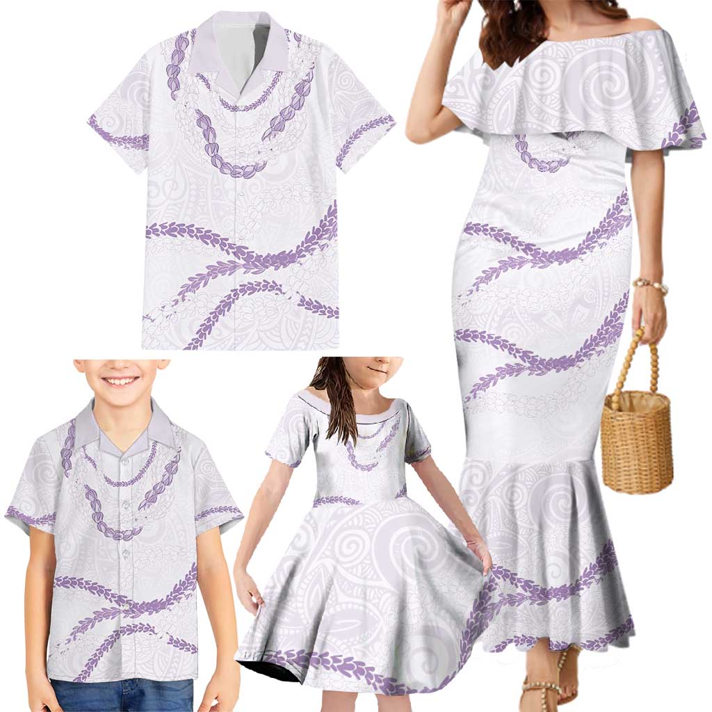 Aloha Lei Mikioi Family Matching Mermaid Dress and Hawaiian Shirt Purple Polynesian Tribal Tatau Pattern LT9 - Polynesian Pride