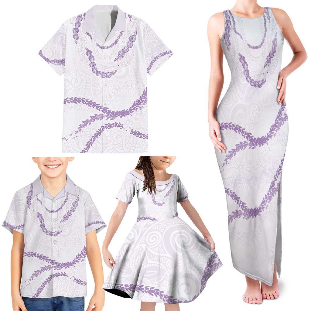 Aloha Lei Mikioi Family Matching Tank Maxi Dress and Hawaiian Shirt Purple Polynesian Tribal Tatau Pattern LT9 - Polynesian Pride