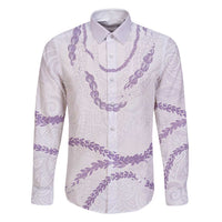 Aloha Lei Mikioi Family Matching Tank Maxi Dress and Hawaiian Shirt Purple Polynesian Tribal Tatau Pattern LT9 Dad's Shirt - Long Sleeve Purple - Polynesian Pride