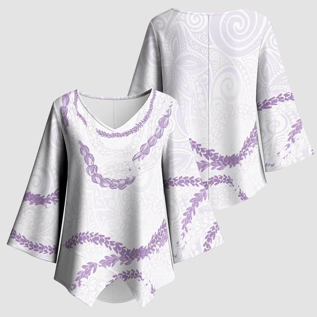 Aloha Lei Mikioi Kimono Sleeve Blouse Purple Polynesian Tribal Tatau Pattern - Polynesian Pride