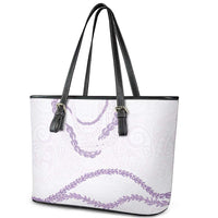 Aloha Lei Mikioi Leather Tote Bag Purple Polynesian Tribal Tatau Pattern LT9 - Polynesian Pride