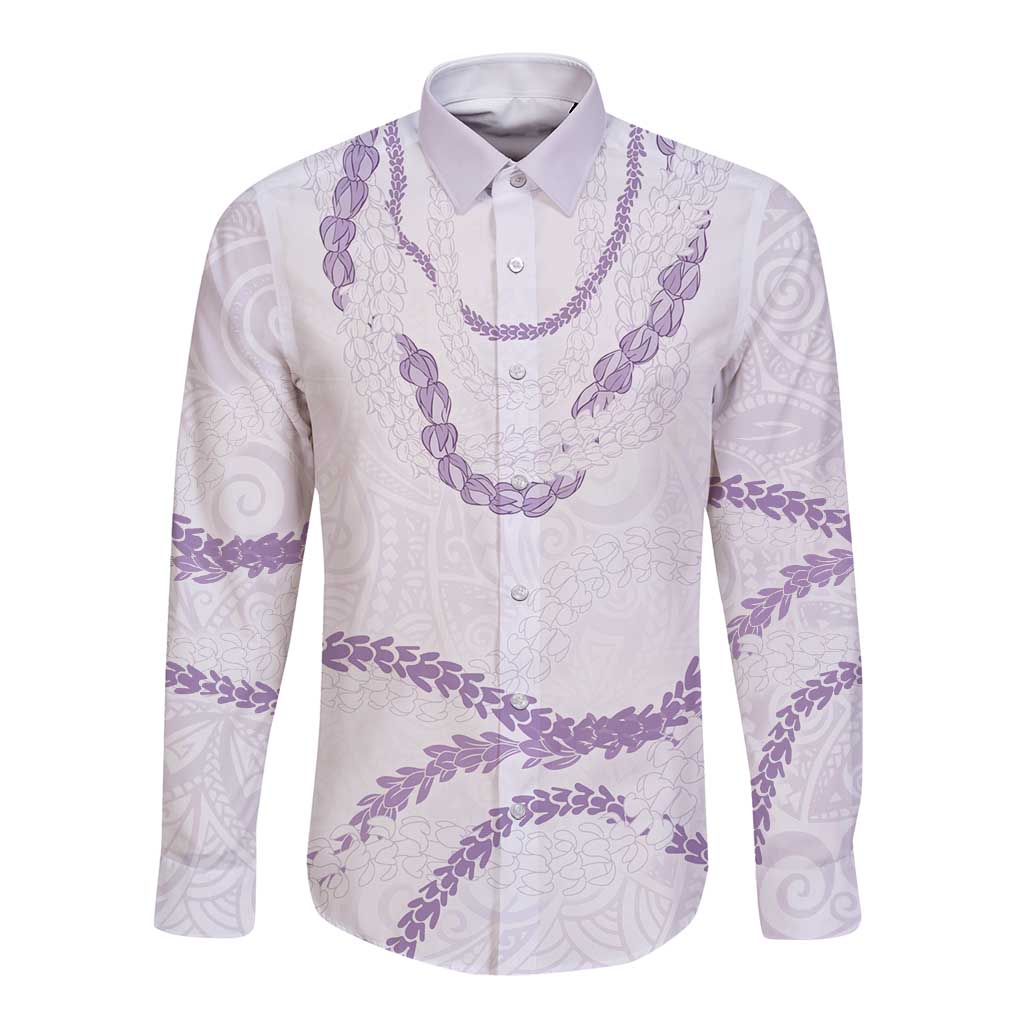 Aloha Lei Mikioi Long Sleeve Button Shirt Purple Polynesian Tribal Tatau Pattern LT9 Unisex Purple - Polynesian Pride