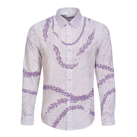 Aloha Lei Mikioi Long Sleeve Button Shirt Purple Polynesian Tribal Tatau Pattern
