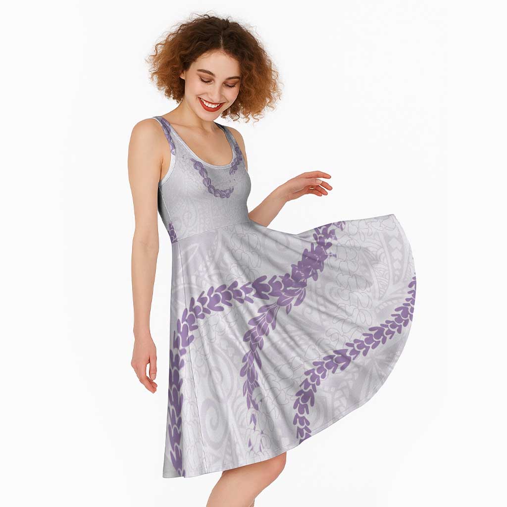 Aloha Lei Mikioi Midi Dress Purple Polynesian Tribal Tatau Pattern LT9 - Polynesian Pride