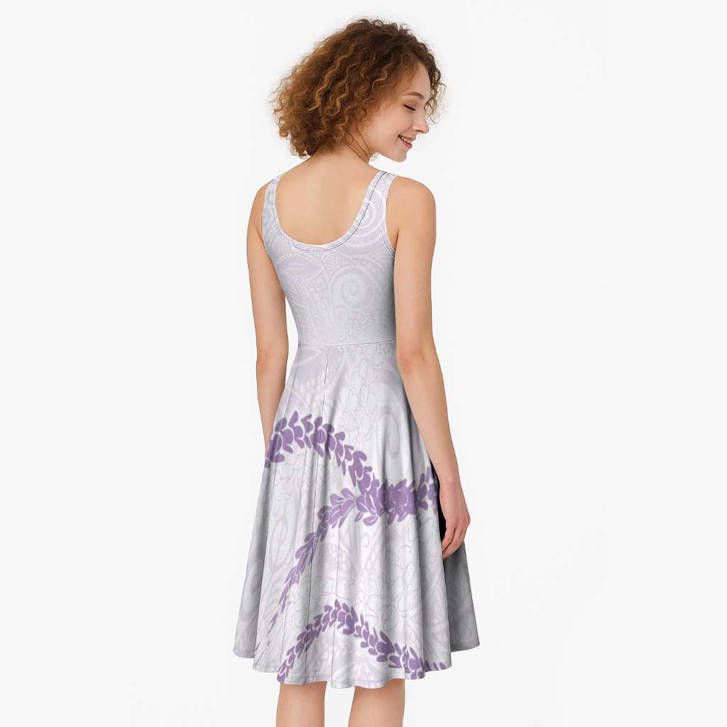 Aloha Lei Mikioi Midi Dress Purple Polynesian Tribal Tatau Pattern LT9 - Polynesian Pride