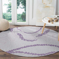 Aloha Lei Mikioi Round Carpet Purple Polynesian Tribal Tatau Pattern