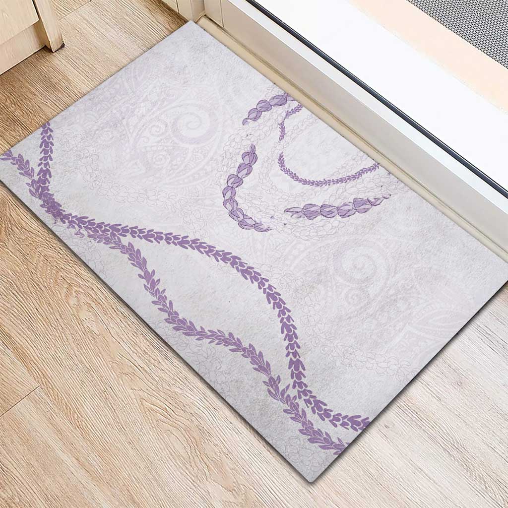 Aloha Lei Mikioi Rubber Doormat Purple Polynesian Tribal Tatau Pattern