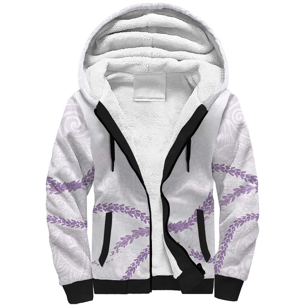Aloha Lei Mikioi Sherpa Hoodie Purple Polynesian Tribal Tatau Pattern