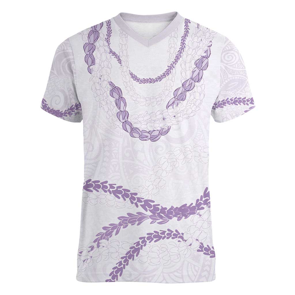 Aloha Lei Mikioi Women V-Neck T-Shirt Purple Polynesian Tribal Tatau Pattern LT9 Female Purple - Polynesian Pride