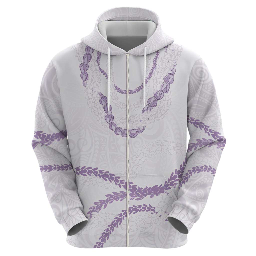 Aloha Lei Mikioi Zip Hoodie Purple Polynesian Tribal Tatau Pattern