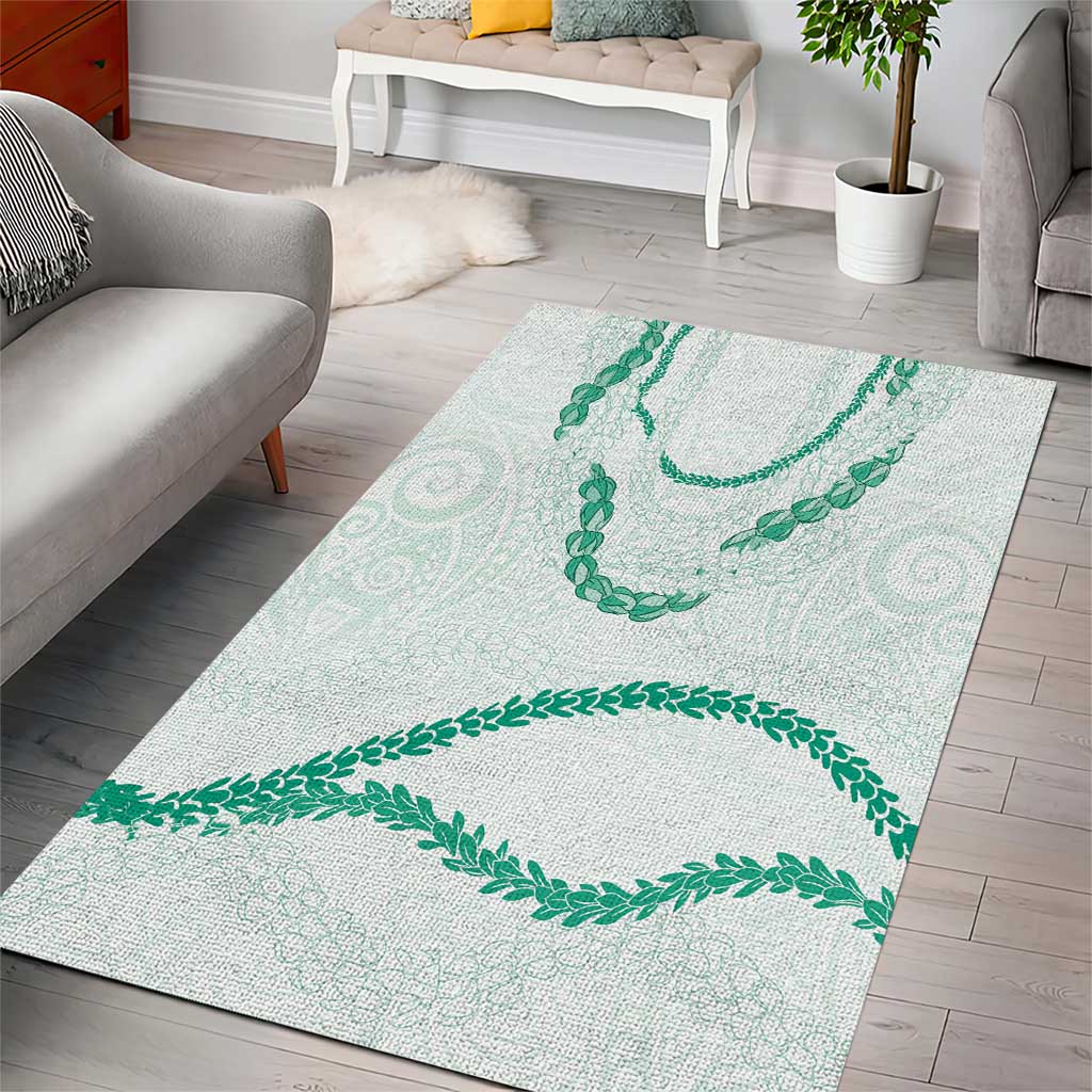 Aloha Lei Mikioi Area Rug Sage Green Polynesian Tribal Tatau Pattern