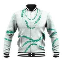 Aloha Lei Mikioi Baseball Jacket Sage Green Polynesian Tribal Tatau Pattern