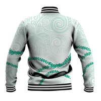 Aloha Lei Mikioi Baseball Jacket Sage Green Polynesian Tribal Tatau Pattern