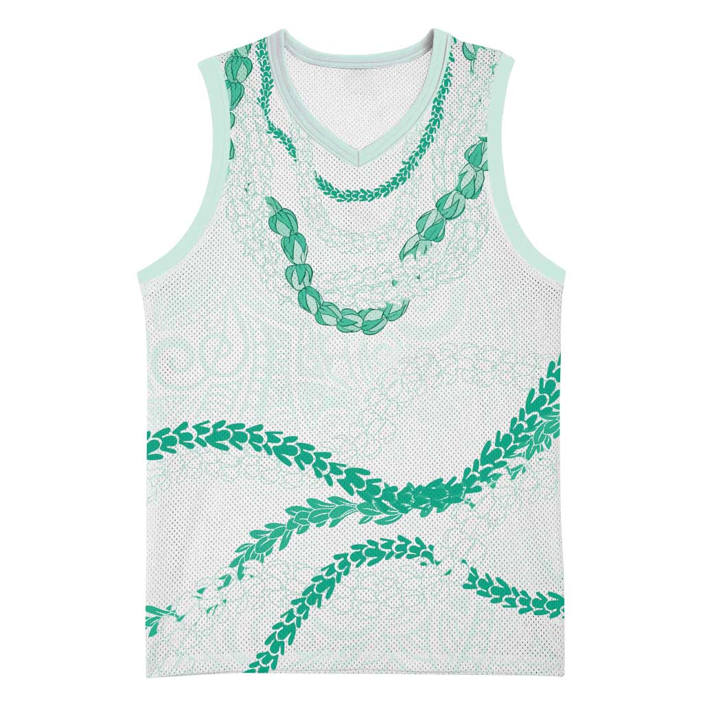 Aloha Lei Mikioi Basketball Jersey Sage Green Polynesian Tribal Tatau Pattern LT9 Unisex Green - Polynesian Pride