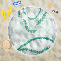 Aloha Lei Mikioi Beach Blanket Sage Green Polynesian Tribal Tatau Pattern