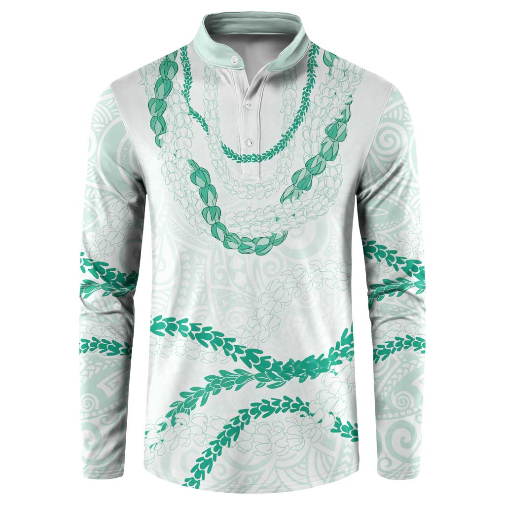 Aloha Lei Mikioi Button Sweatshirt Sage Green Polynesian Tribal Tatau Pattern LT9 Green - Polynesian Pride