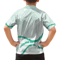 Aloha Lei Mikioi Family Matching Long Sleeve Bodycon Dress and Hawaiian Shirt Sage Green Polynesian Tribal Tatau Pattern LT9 - Polynesian Pride