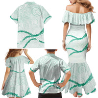 Aloha Lei Mikioi Family Matching Mermaid Dress and Hawaiian Shirt Sage Green Polynesian Tribal Tatau Pattern LT9 - Polynesian Pride