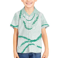 Aloha Lei Mikioi Family Matching Puletasi and Hawaiian Shirt Sage Green Polynesian Tribal Tatau Pattern