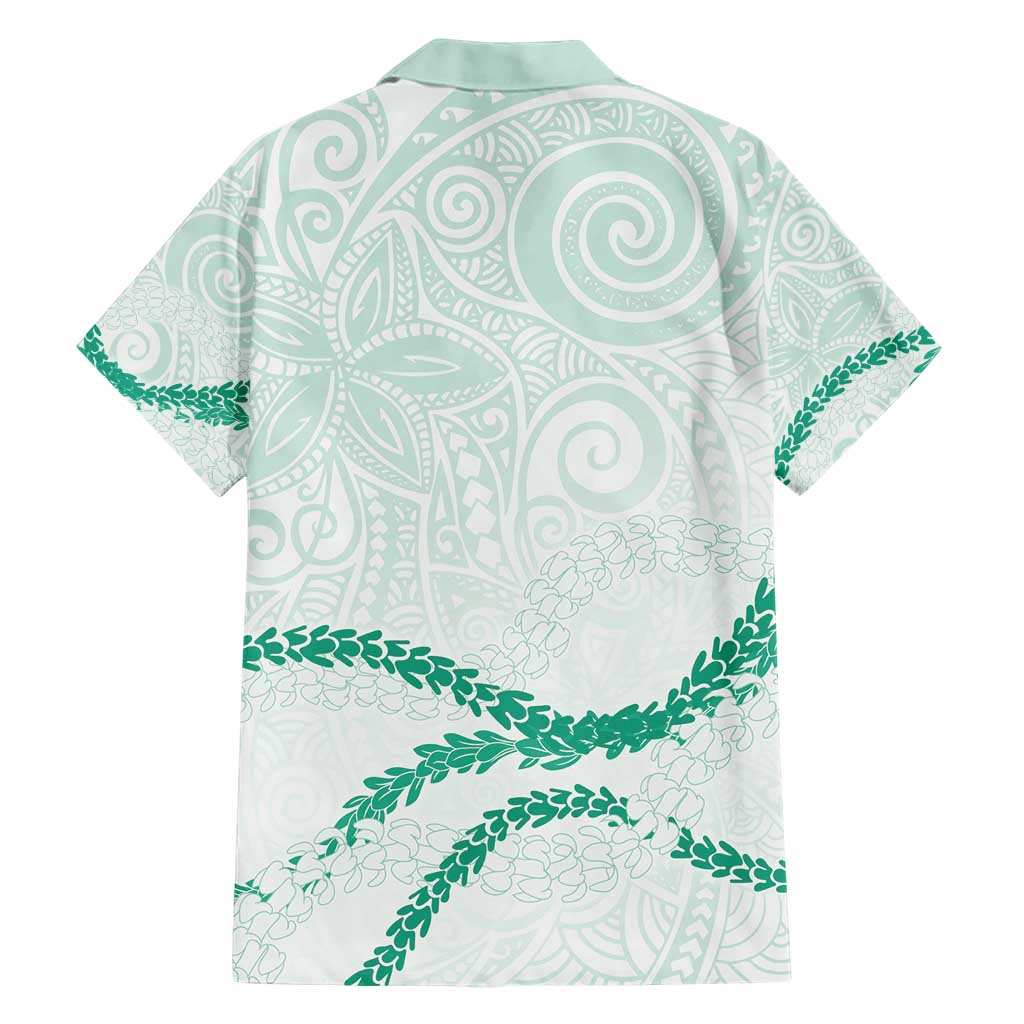 Aloha Lei Mikioi Family Matching Short Sleeve Bodycon Dress and Hawaiian Shirt Sage Green Polynesian Tribal Tatau Pattern LT9 - Polynesian Pride