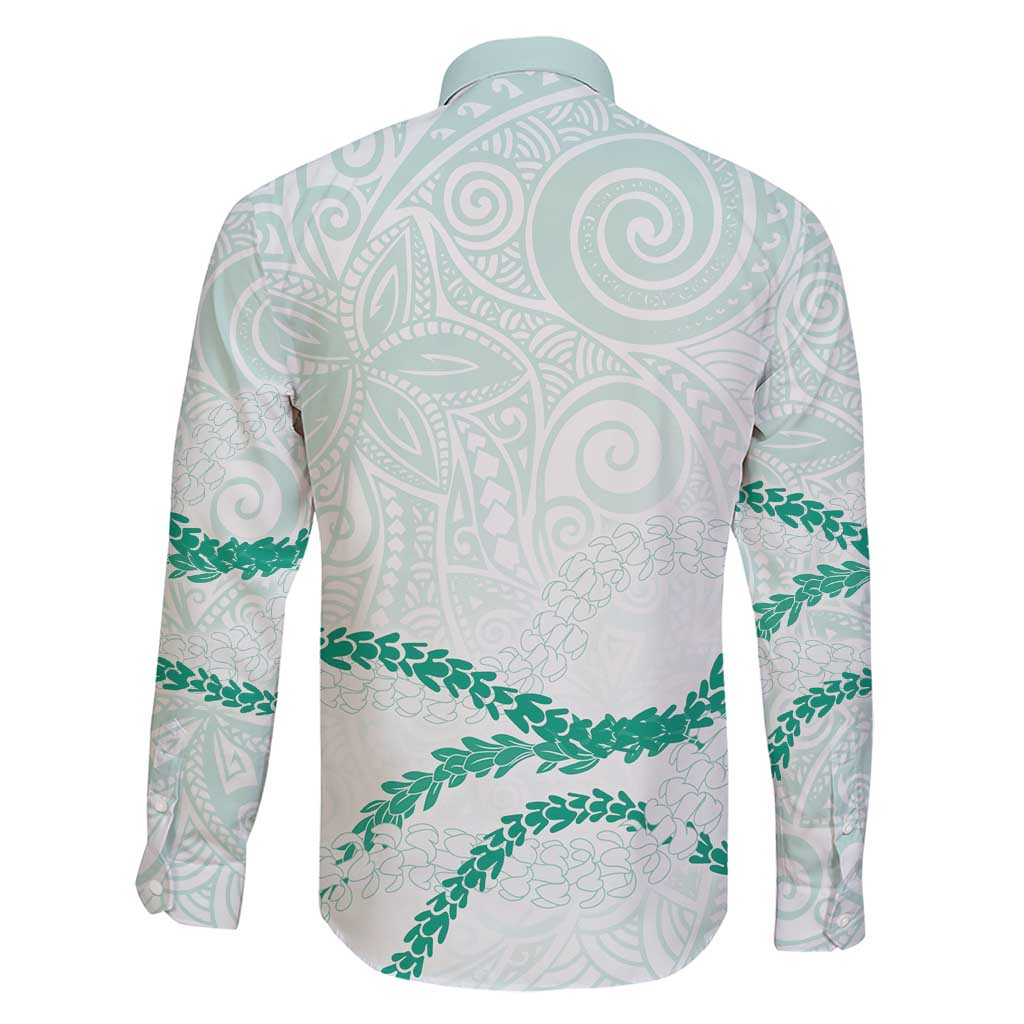 Aloha Lei Mikioi Family Matching Short Sleeve Bodycon Dress and Hawaiian Shirt Sage Green Polynesian Tribal Tatau Pattern LT9 - Polynesian Pride