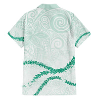 Aloha Lei Mikioi Family Matching Summer Maxi Dress and Hawaiian Shirt Sage Green Polynesian Tribal Tatau Pattern