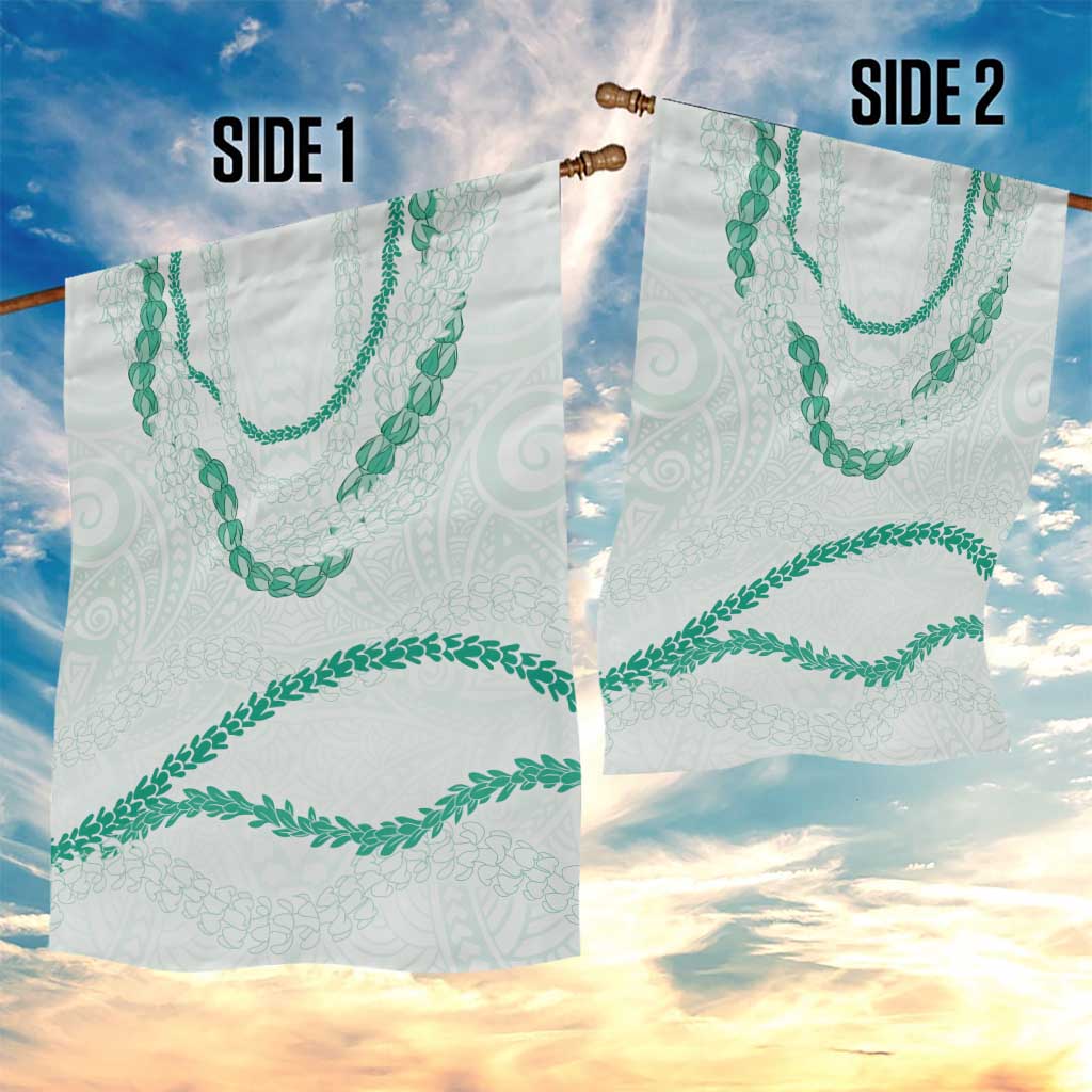 Aloha Lei Mikioi Garden Flag Sage Green Polynesian Tribal Tatau Pattern