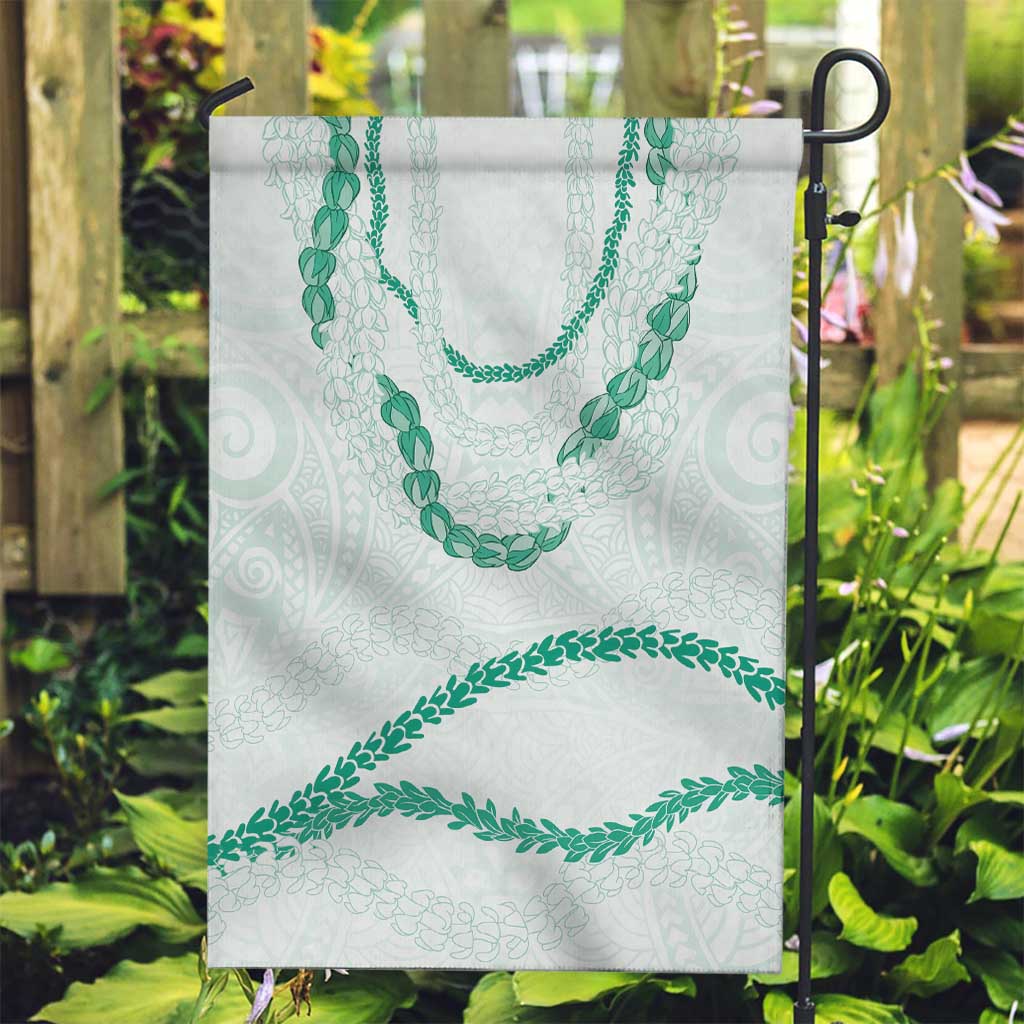 Aloha Lei Mikioi Garden Flag Sage Green Polynesian Tribal Tatau Pattern