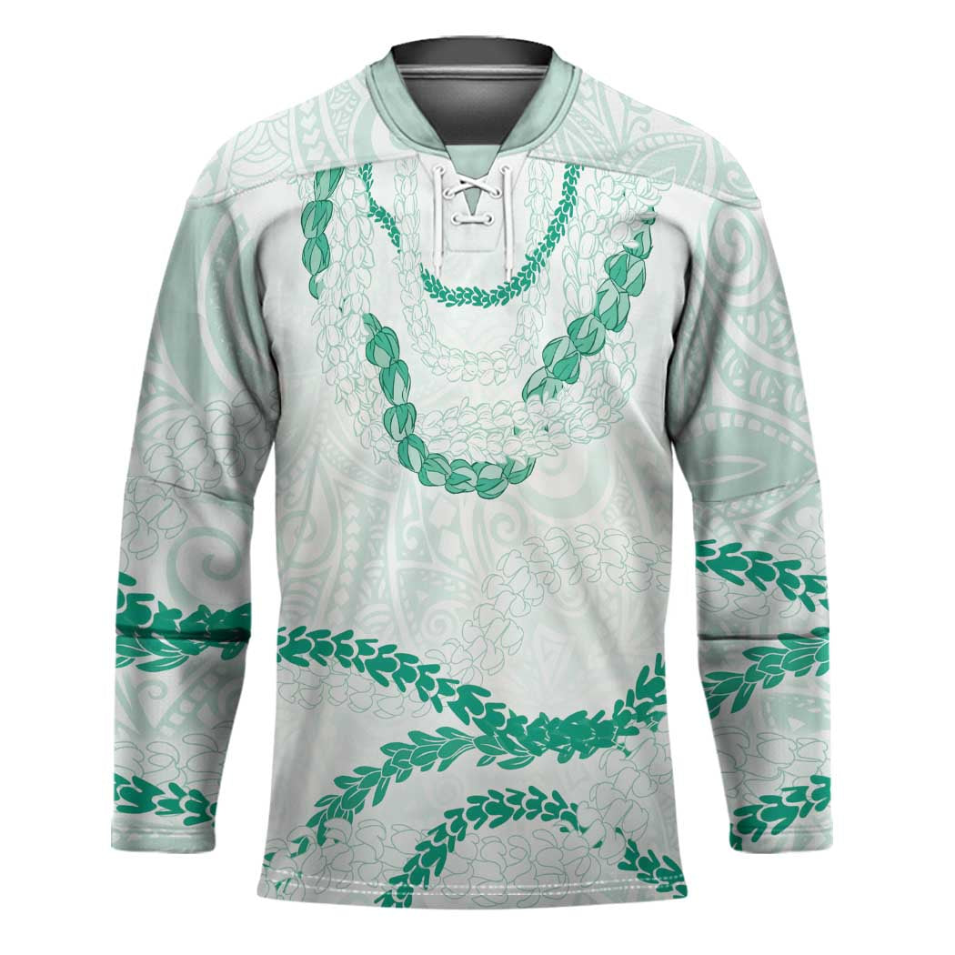 Aloha Lei Mikioi Hockey Jersey Sage Green Polynesian Tribal Tatau Pattern LT9 Unisex Green - Polynesian Pride