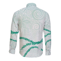 Aloha Lei Mikioi Long Sleeve Button Shirt Sage Green Polynesian Tribal Tatau Pattern LT9 - Polynesian Pride