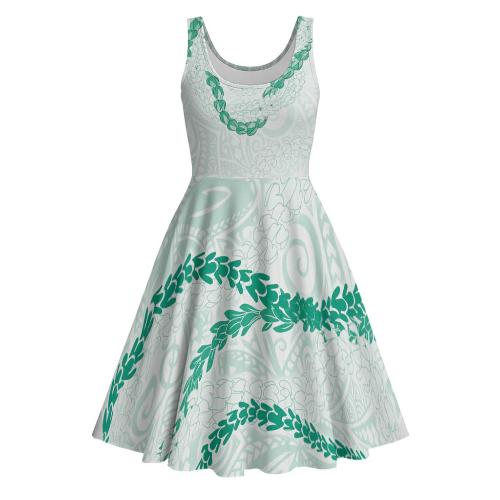 Aloha Lei Mikioi Midi Dress Sage Green Polynesian Tribal Tatau Pattern - Polynesian Pride
