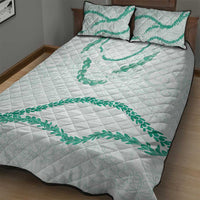 Aloha Lei Mikioi Quilt Bed Set Sage Green Polynesian Tribal Tatau Pattern