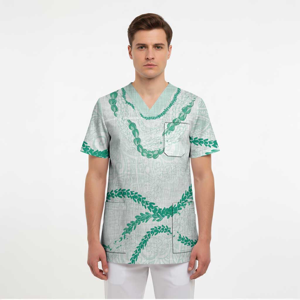 Aloha Lei Mikioi Scrub Top Sage Green Polynesian Tribal Tatau Pattern - Polynesian Pride